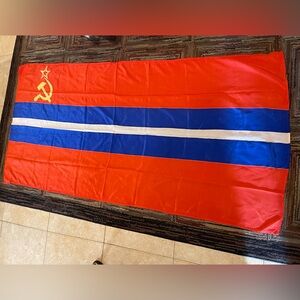 Vtg Flag Kirghiz Soviet Socialist Republic USSR 1936-91y Sz 32x65” Bishkek